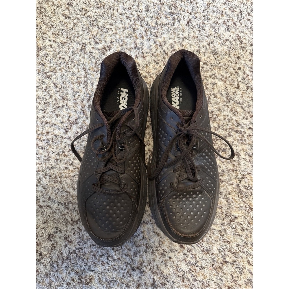 Hoka One One Gaviota Wide Mens Sz 12 Brown Leather Walking Shoes 1019574 DSBC